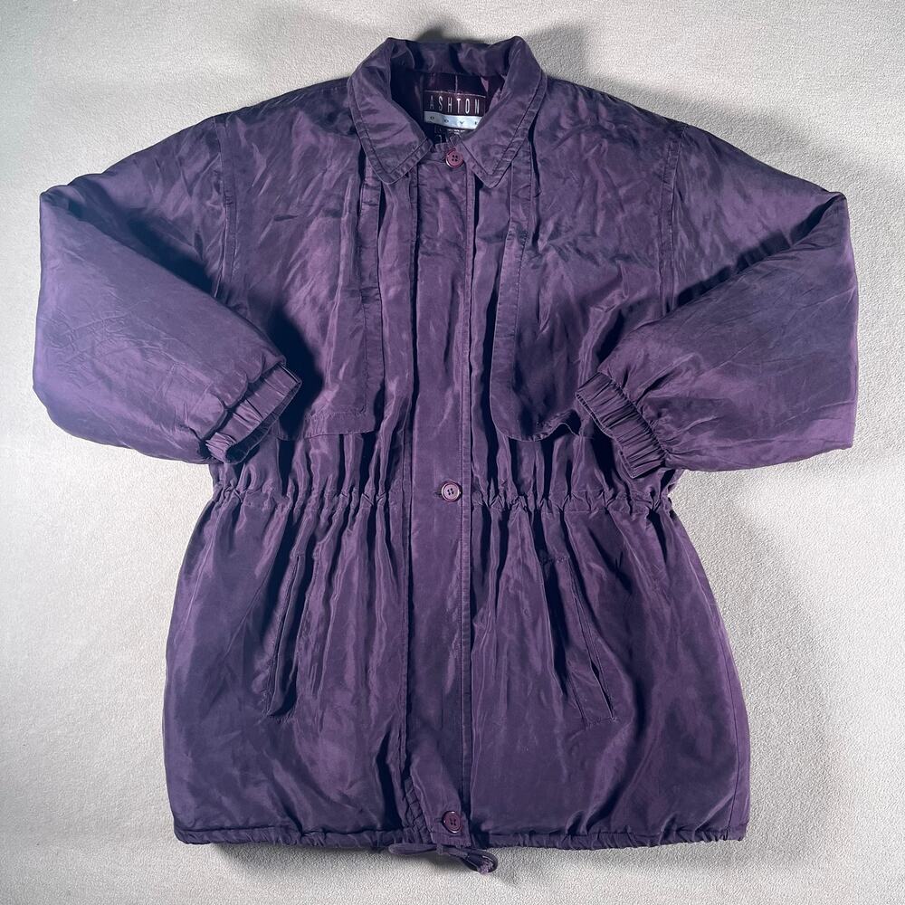 Vintage Anorak Plum Purple Silk Women's Bomber Jacket Size Large by Ashton Cove